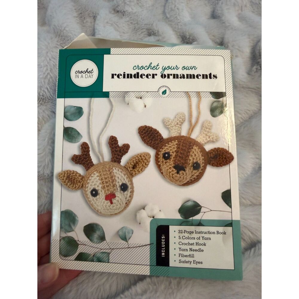 NIB Crochet in a Day Reindeer holiday ornaments kit